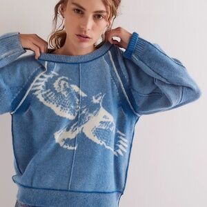 We The Free People Throwback Cashmere Long - Sleeve Sweater NWT $298 S